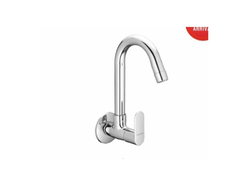VARMORA FAUCET SINK COCK WITH SWIVEL  J-SPOUT (WALL MOUNTED) WITH WALL FLANGE