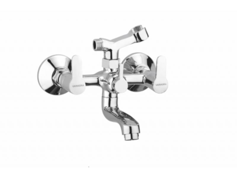 VARMORA FAUCET WALL MIXER WITH TELEPHONIC SHOWER (CRUTCH) CONNECTING LEGS & WALL FLANGE